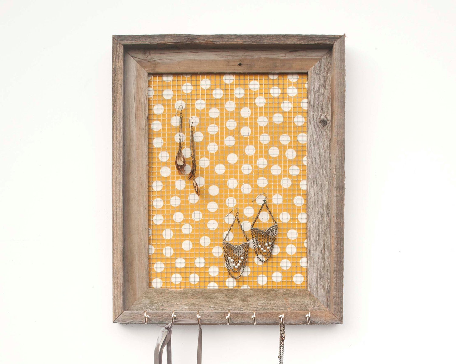 Honey Bees Rustic Jewelry Holder - Mustard Yellow - 9 x 12