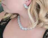 Blue Beaded Earring and Necklace Set
