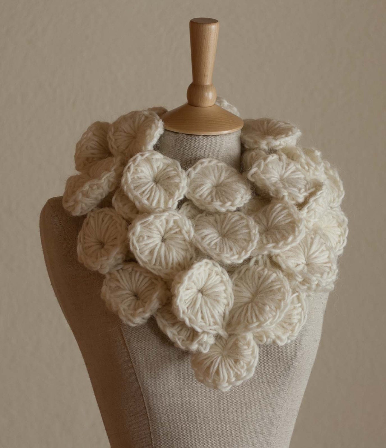 PDF CROCHET PATTERN Scarf Berry Bluebird - soft wool unique fashionable white neckwarmer