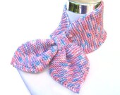 Knit bow scarf neck warmer scarflette necktie retro ascot scarf in pastel shades