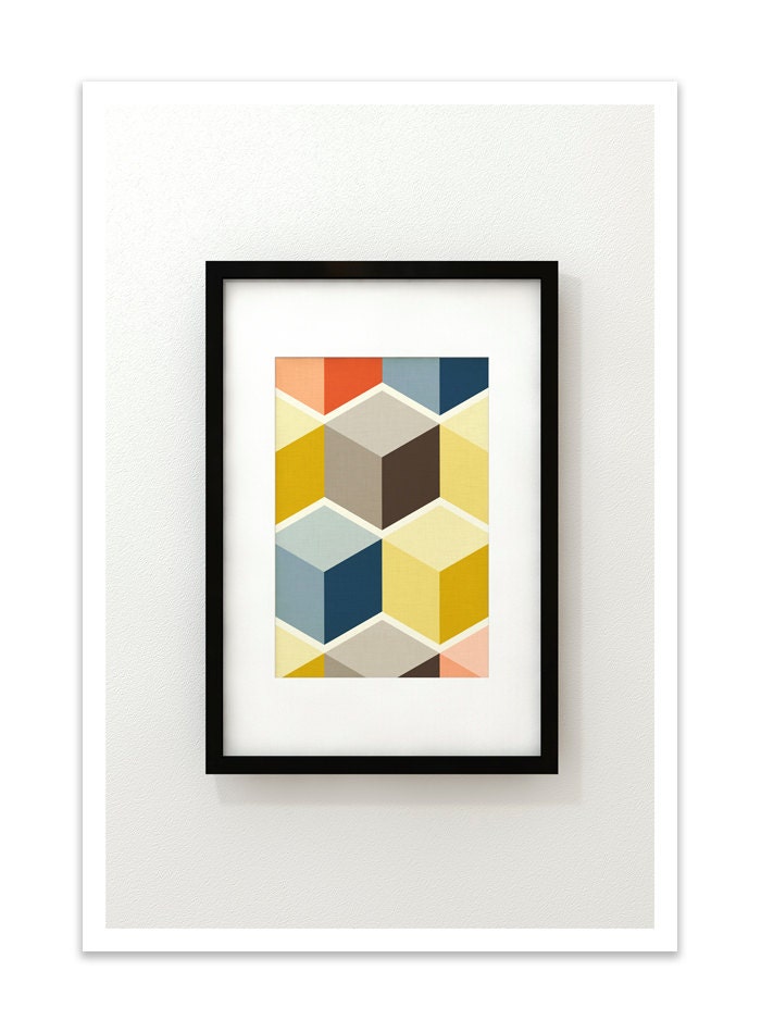 CUBI VIGNETTE no.8 - Giclee Print - Mid Century Modern Danish Modern Minimalist Cube Modernist Eames Abstract