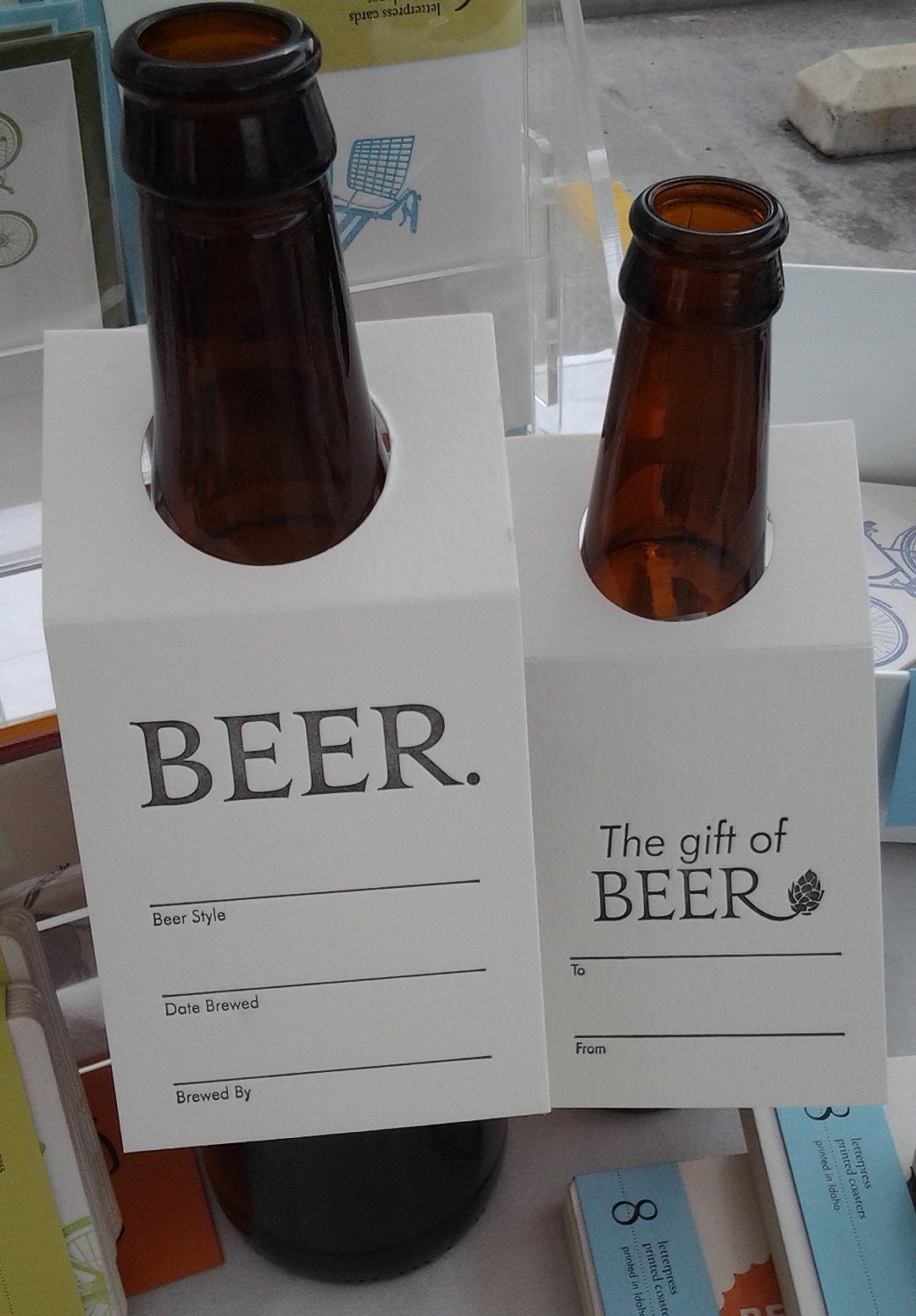 BEER tags, gift tags. Share the brew. Letterpress printed set of 10