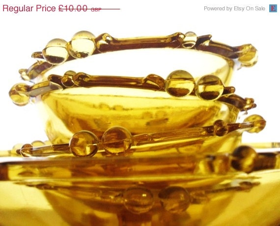 ON SALE SALE Vintage Fruit Bowl Set Amber Glass