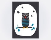 LE HIBOU (OWL) postcard