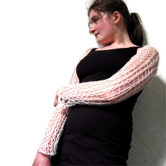 Shrug Silver Grey Long Sleeves Hand Knit Fashion
