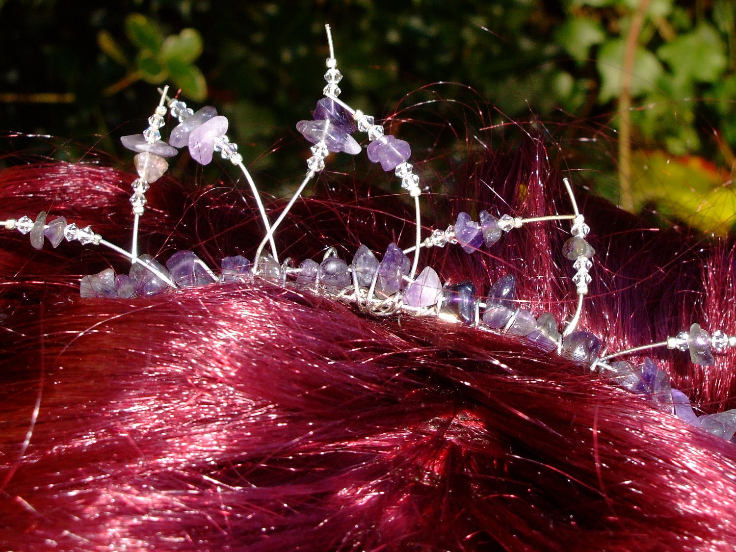 Wild heather amethyst and Swarovski crystal bridal tiara