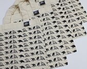 Goody bag mini natural cotton handprinted 'birdie' design tote gift bag