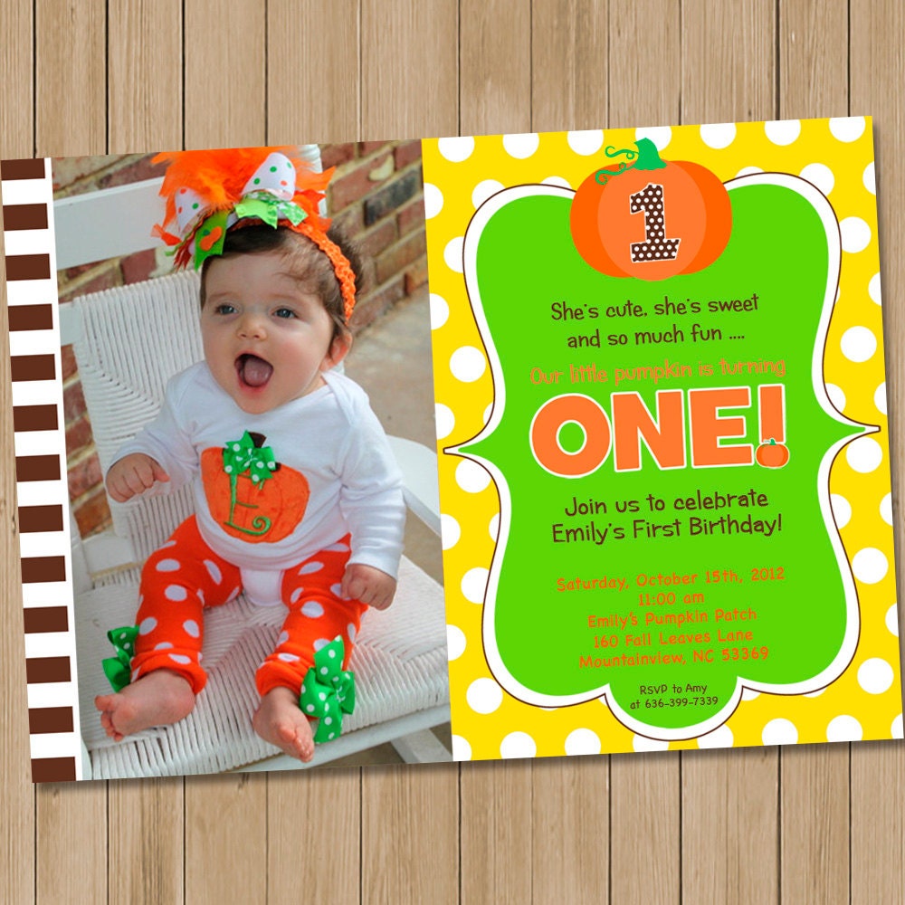 Little Pumpkin Party Invitation - Pumpkin Patch - Thanksgiving - Chevron Fall Party by Amanda's Parties TO GO