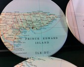 PEI map coasters -  Prince Edward Island and area, Canada (Set of 6)
