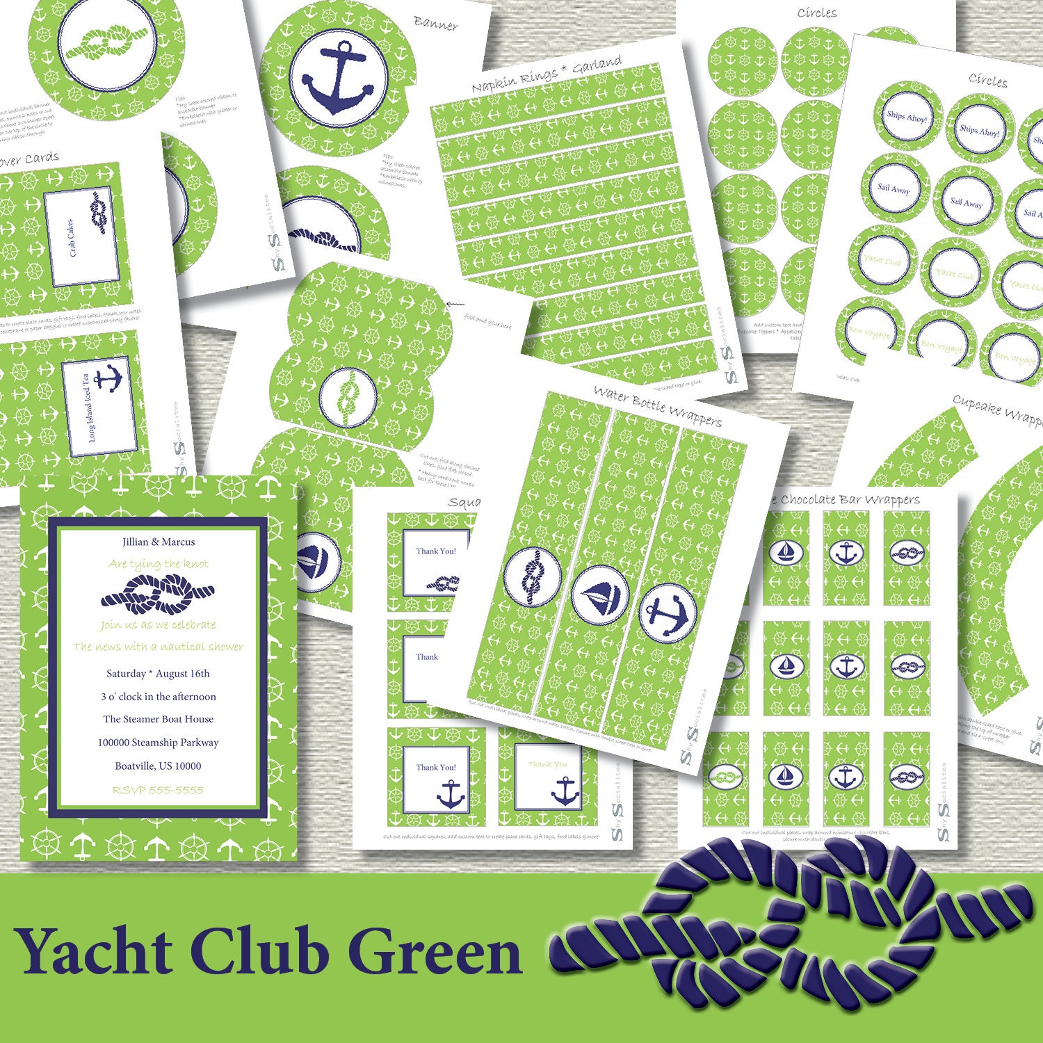 Yacht Club Green Printable Party Kit