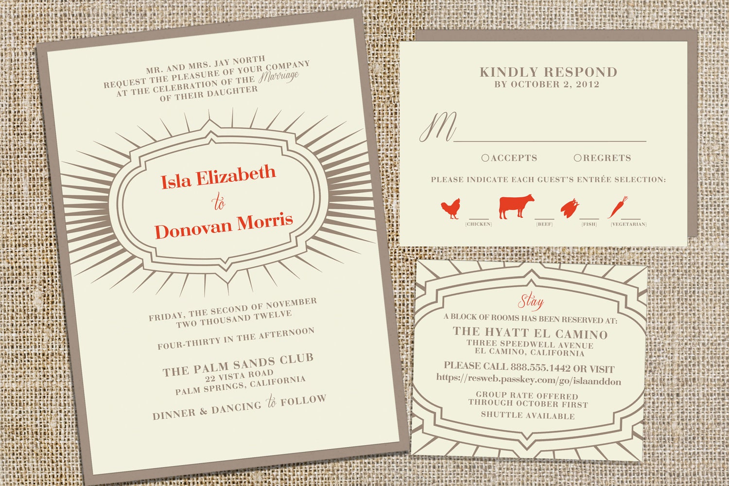 Deco Sunburst Wedding Invitations