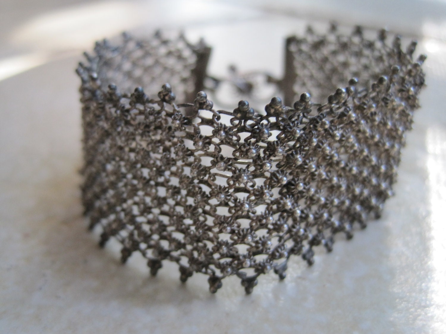 Vintage Thai Filigree Bracelet Sterling Silver - Exquisite and Fine Silver Mesh Bracelet