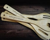 5 piece custom engraved utensil set-Bamboo-gift