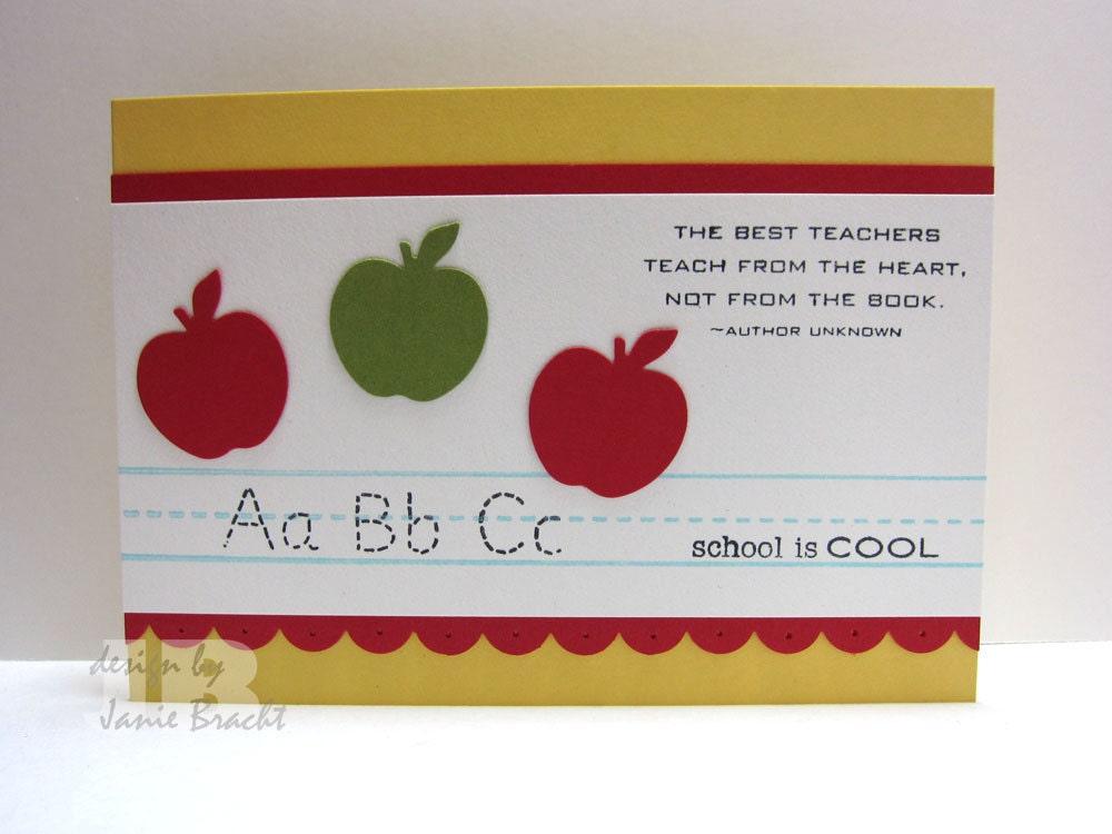 Teacher Appreciation - ABC - School is Cool - Hand Stamped Greeting Card