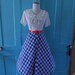 Vintage 1950s 1960s Red Blue and White Cotton Plaid Check Full Skirt