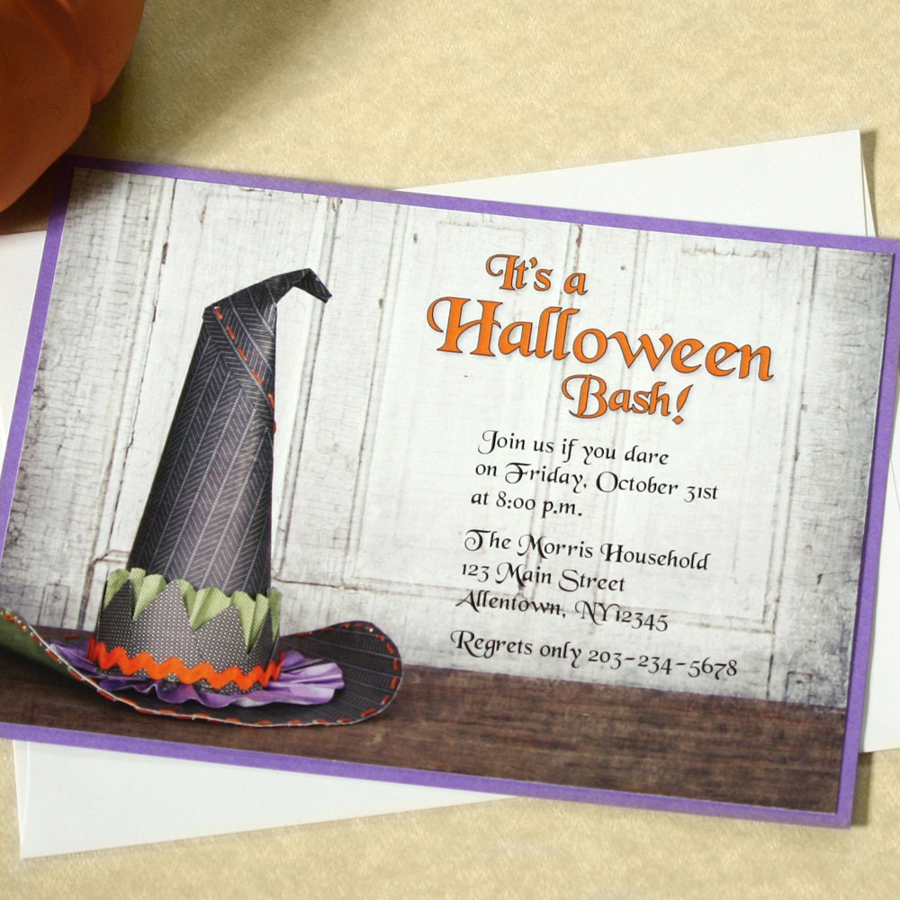Witches Hat Halloween Party Invitation, Deposit