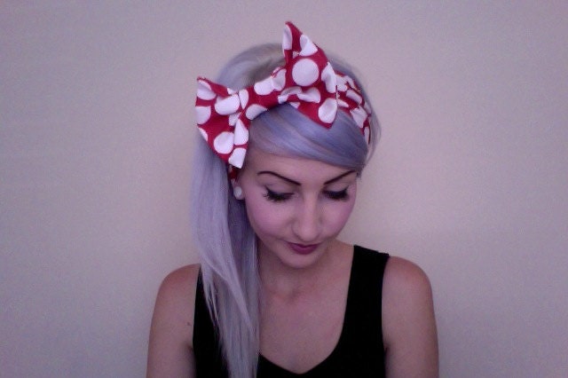 BACK IN STOCK minnie mouse inspired big polka dot red and white bow turban headband