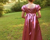 Rose Satin Regency Dress, Reenactment Costume, and Formal Ball Gown, 11 or 13 Junior, 12 or 14 Misses