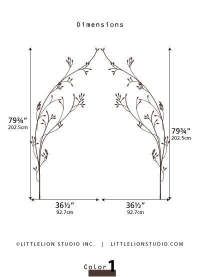 Vineyard Canopy Bed Headboard Wall Decal - Classic, elegant, modern baby room decor - White, brown, gold, silver