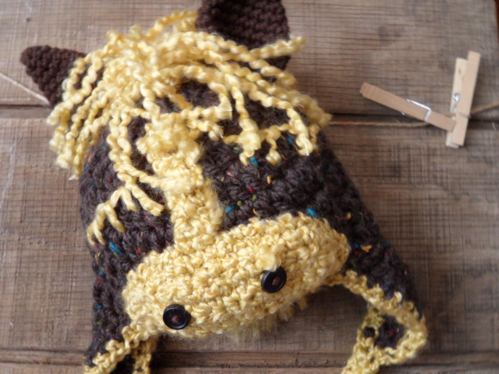 Yellow and Brown Speckled Horse Hat
