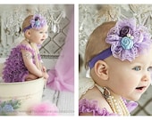Lavender petti lace romper and headband SET, petti romper,baby headband, flower headband,vintage inspired headband and lace petti romper