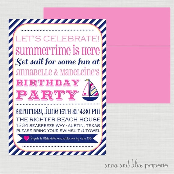 Nautical Invitation - Let's Set Sail PRINTABLE DIY Party Invitation - Birthday Party or Baby Shower by anna and blue paperie Il_570xn