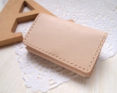 Personalized Card Holder / Coins Purse - Leather - Hand Stitched