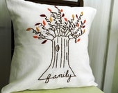 Personalized Family Tree Pillow Cover. AUTUMN Fall Shade Leaves. 16 inch. Fall Decor.  Gifts.