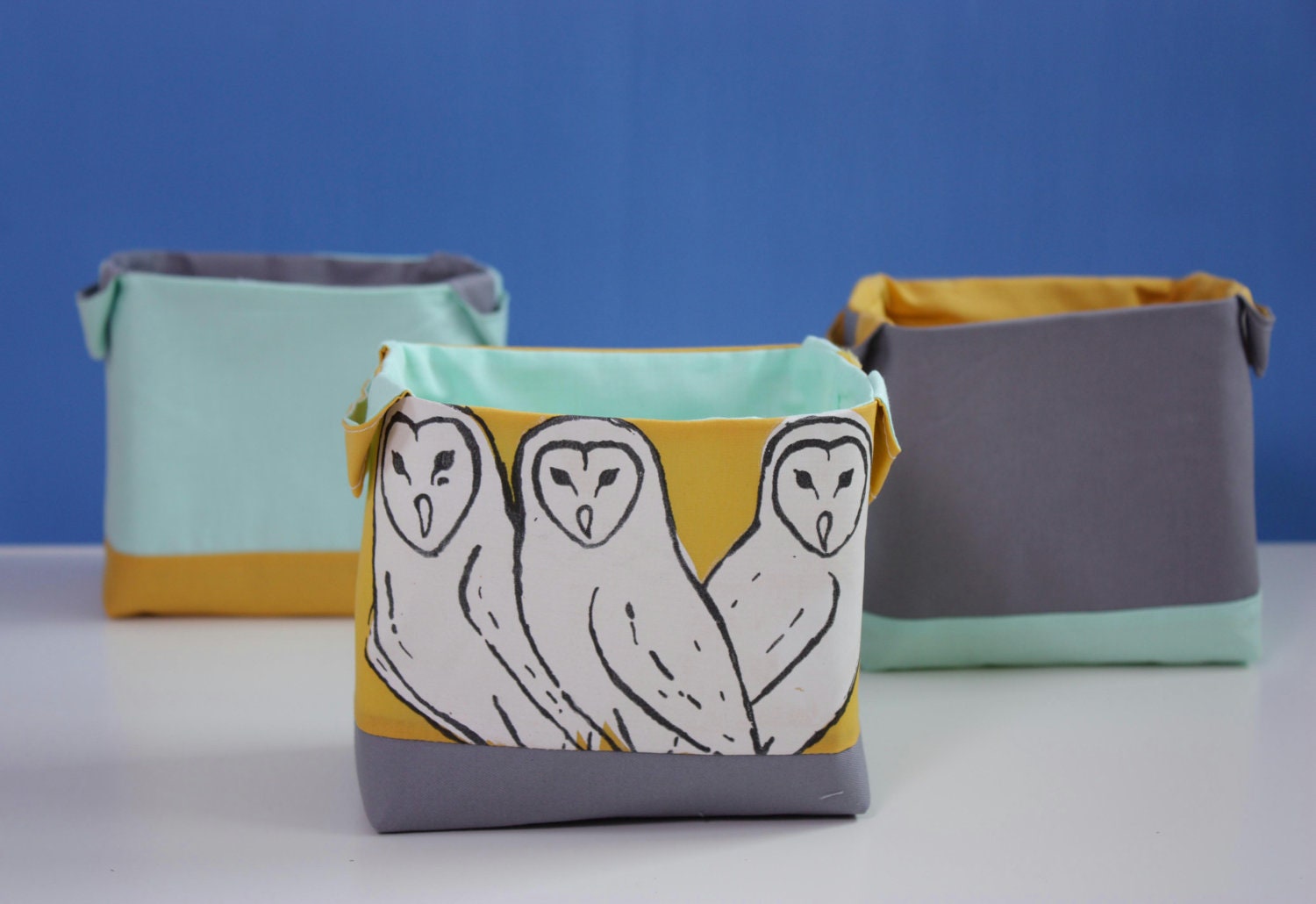 Fabric storage baskets set - Barn Owl