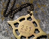 Vintage Hotel Amigo key fob necklace