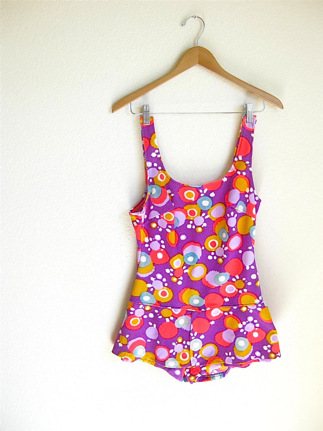 1960s Vintage Groovy Floral Bathing Swim Suit
