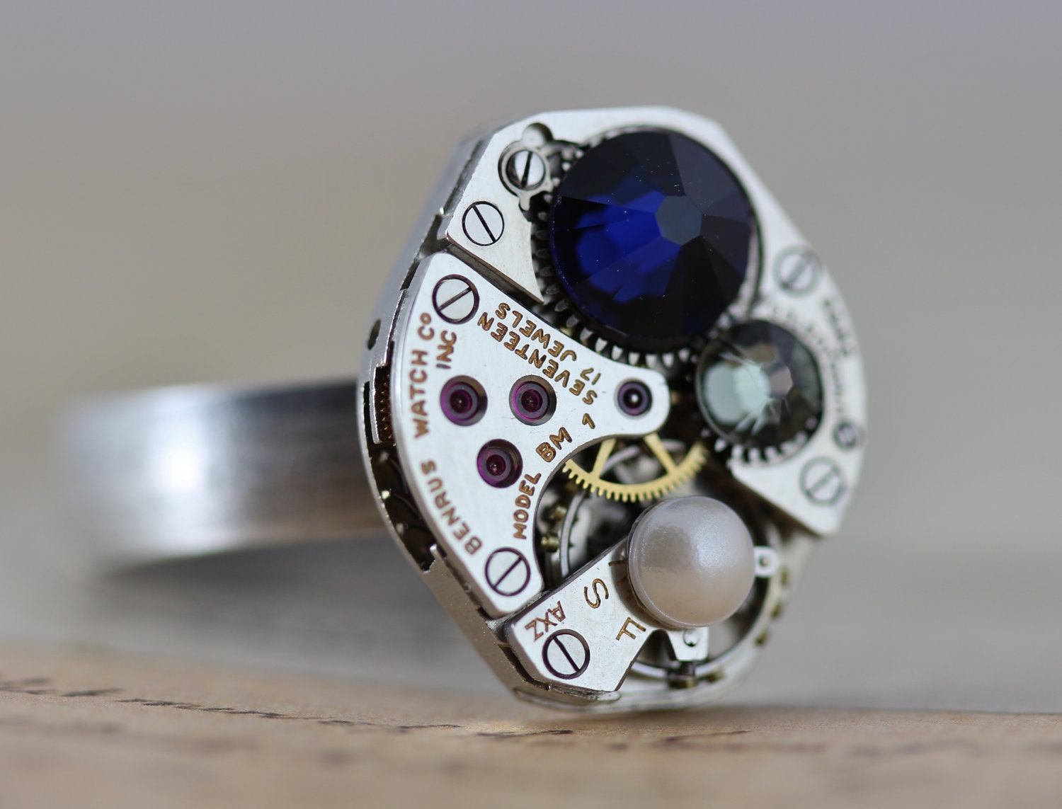 Mens Steampunk Ring CUSTOM Jewelry Gifts for Him Dad Father Unisex Birthstone Ring Steam Punk 6 7 8 9 10 11 12