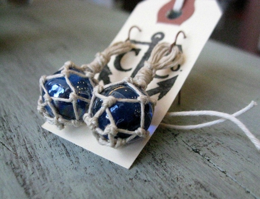 Miniature Fishing Float Earrings - Royal Blue
