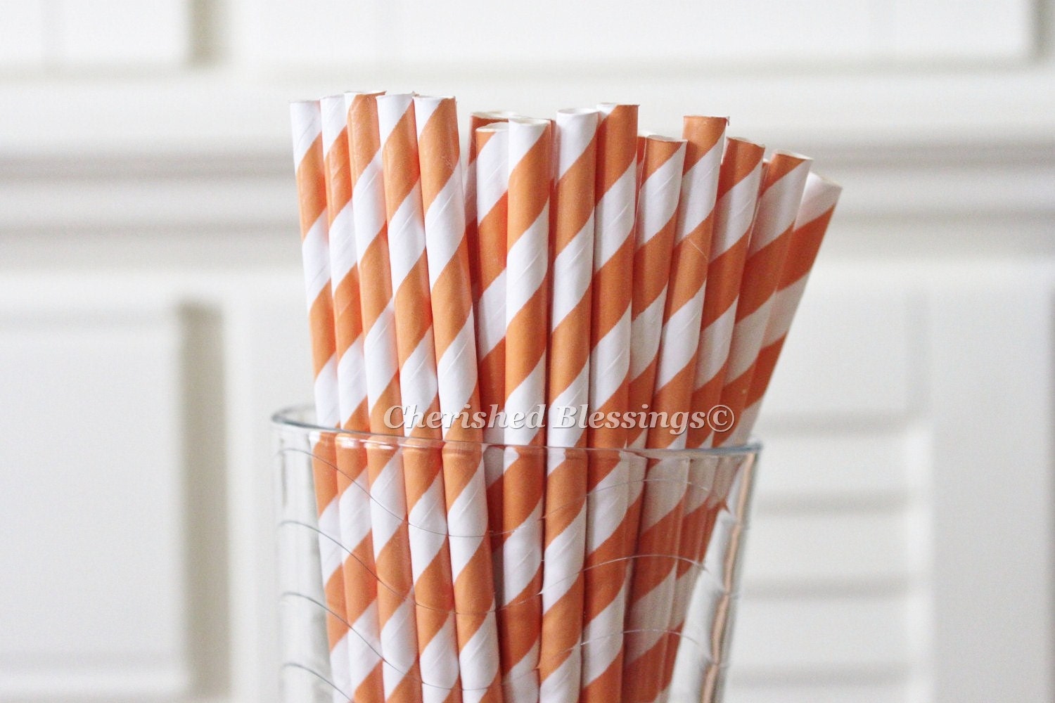 50 Orange Paper Straws Striped Retro Vintage Style Carnival Circus Wedding Birthday Bridal Baby Shower W/ Printable Flags I Created Il_170x135