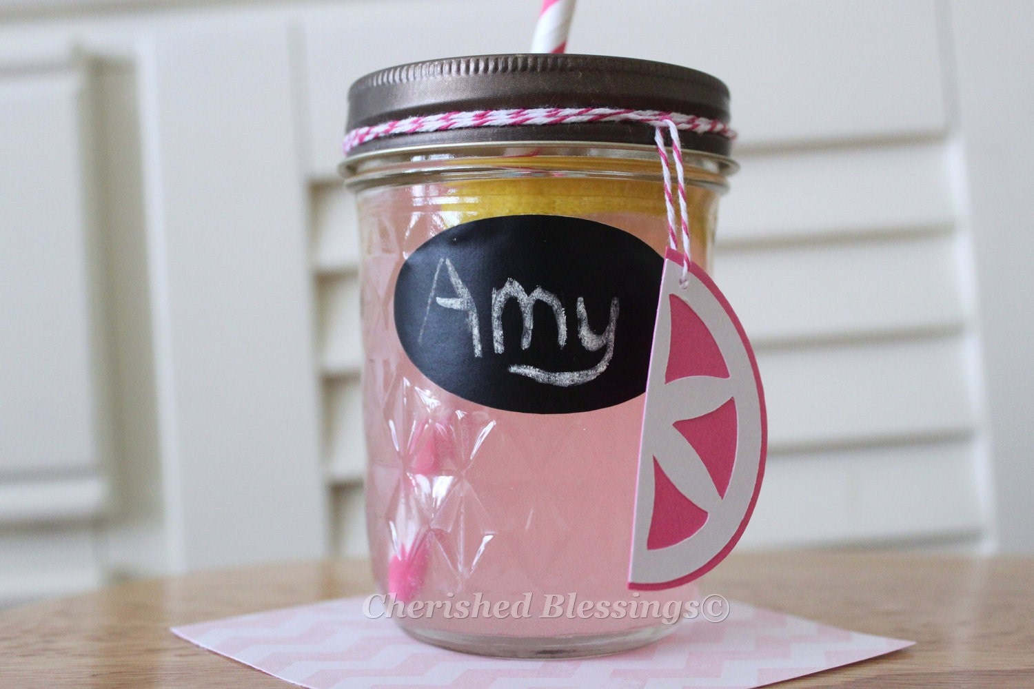 1 Mason Jar Glasses Daisy Cut Lids Table setting Tumblers Cups Rustic Wedding Circus Carnival Birthday Party Baby Shower 8oz w/ straw flags Il_570xn