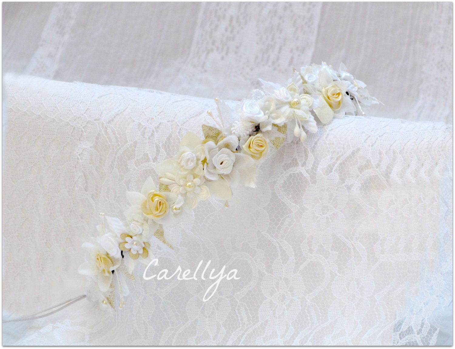 Wedding Flower Crown -  Bridal Floral  Headpiece - Romantic Head Wreath