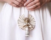 Golden Angel - Handmade Clothespin Doll Ornament made with Vintage Sheet Music