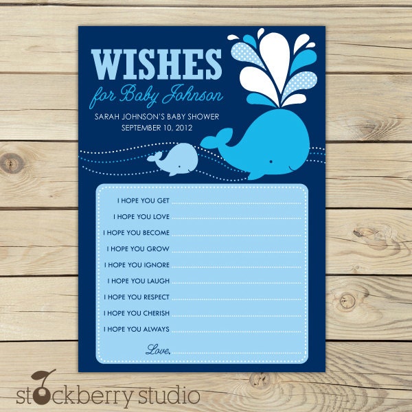 Whale Baby Shower Wishes for Baby Advice Printable Card Il_570xn