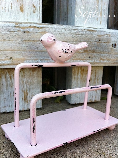 Aqua Bird Business Card Holder - Sea Bliss Bleu - Distressed Metal Decor - Bright Shabby Chic - Robins Egg Blue - Soft-Summer Trends