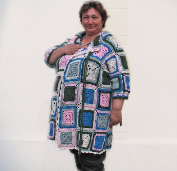 Women / Outerwear/Coats  Specialty Sizes  plus size Colorfull Crochet Sweater Cardigan plus size