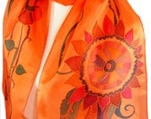Silk Scarf Rustic Orange Hand Painted