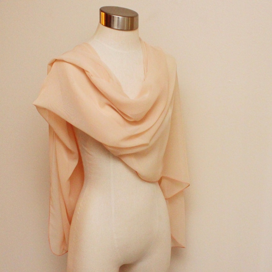 Luxe Blush Chiffon Bridal Shawl Bridal Stole Pashmina Bride Bridesmaid Stole Scarf Wedding 72" X 24"