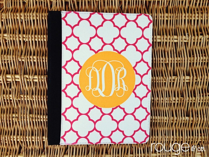 iPad2/3 folio case - REVERSE CLOVER pattern with custom monogram