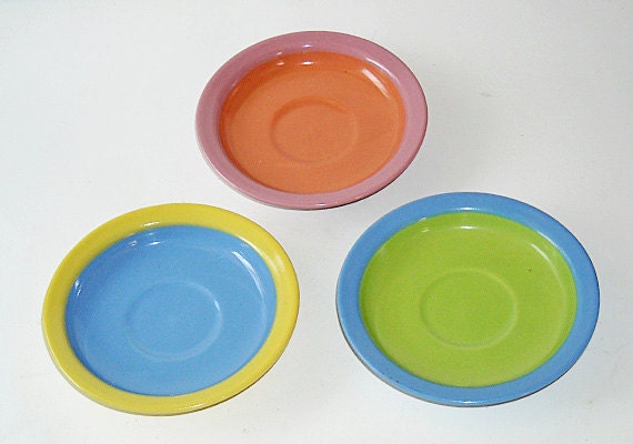 Gibson Child's Tea Cups and Saucers - Bright Colors, Tea Party