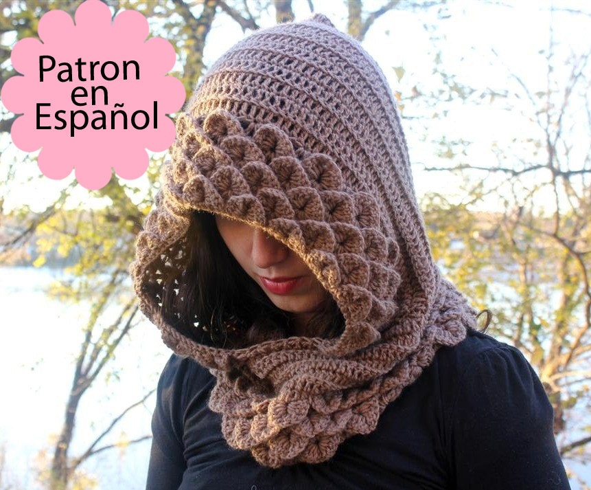 Patrón CROCHET Capucha en Punto de Cocodrilo - Patrón de crochet electronico - Permiso para vender artículos terminados