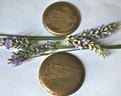 SaLe - Vintage Pocket Watch Covers with Etched Railroad Locomotives for Assemblage, Altered Art or Collage