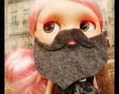 50% off BEARDED Lady Mustache Beard combo for Blythe doll GREY