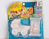 Plastic Baby Toy Carriage Crib Bed Dimestore Collectible