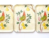 Set of 3 Trays Partridge in a Pear Tree Rustic Cottage Holiday Decor