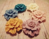 SALE 12PCS -27.5mm Two Layer Ruffle Lace Rose  -CMVision Exclusive-Ivory, Light Coral Pink, Vintage Pink, Tangerine, Cornflower Blue, Teal
